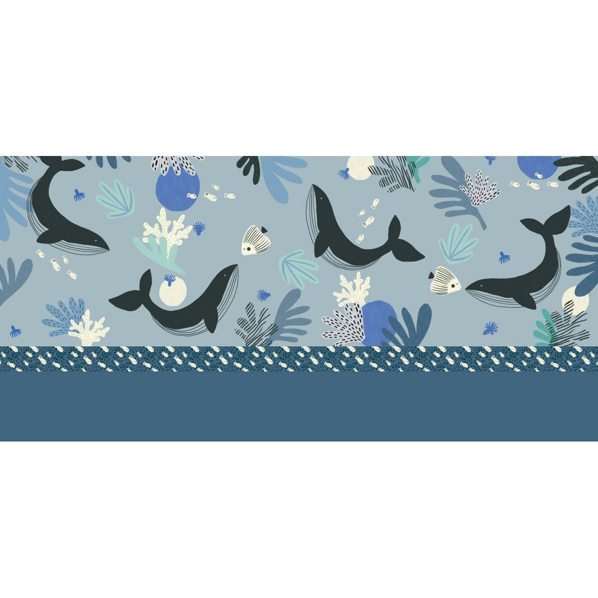 - Papier peint panoramique enfant baleines 450 x 250 cm