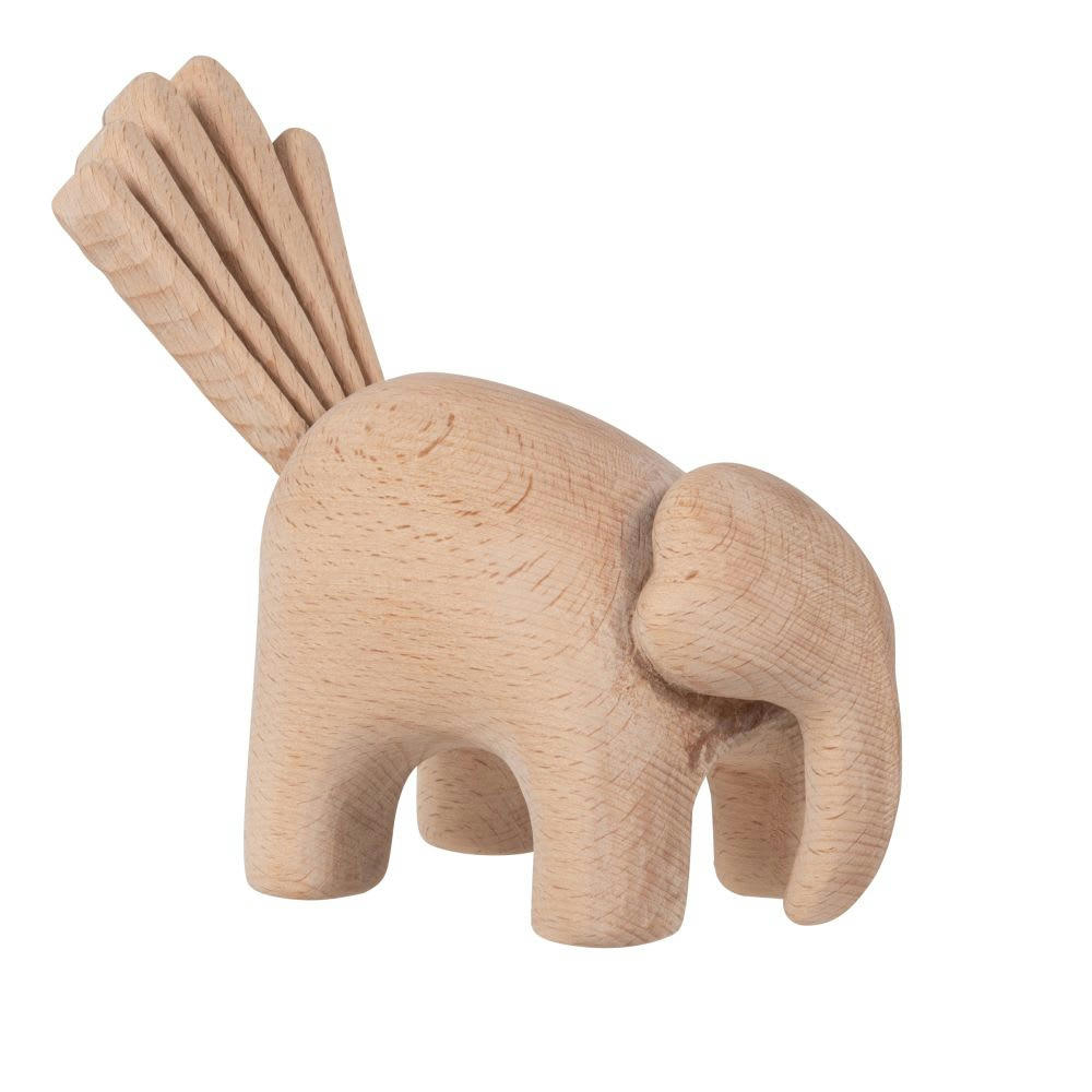 KARL - Statuette éléphant en bois de bouleau H18
