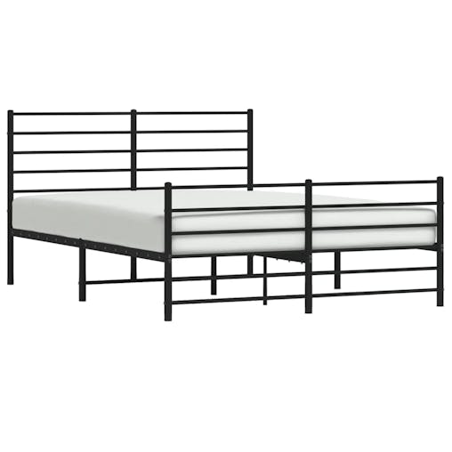 NNEVL Metal Bed Frame with Headboard and Footboard Black 153x203 cm Queen