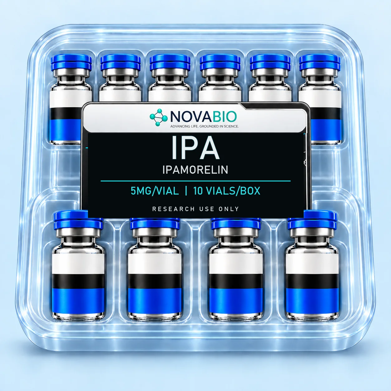 NOVABIO Ipamorelin 5MG per vial, 10 VIALS research product