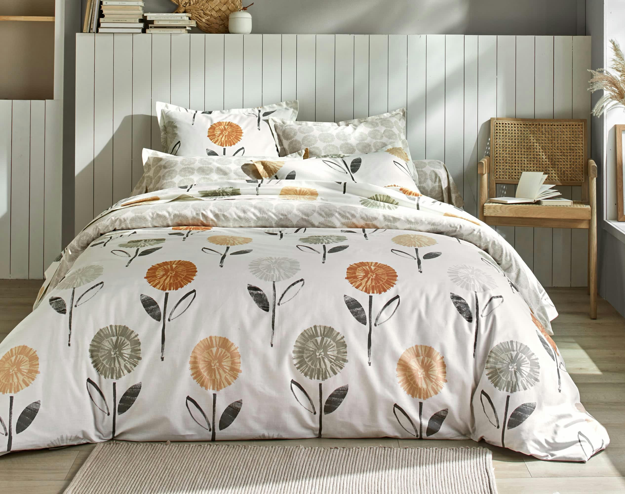 PAMPAILLE - Housse de couette réversible 200x200 beige en coton