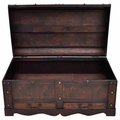 NNEVL Wooden Treasure Chest Large Brown