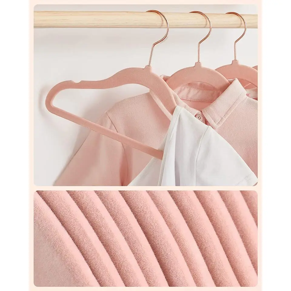 Set van 30 kinder kledinghangers in rose, met ros&eacute; gouden haak