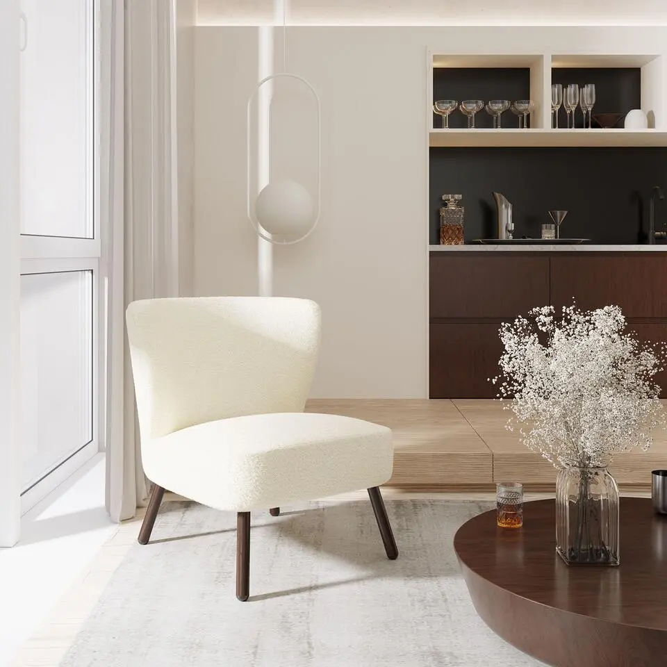 tectake Teddy-fauteuil Robina 2 offwhite W2, Boucl&eacute; Gebroken Wit