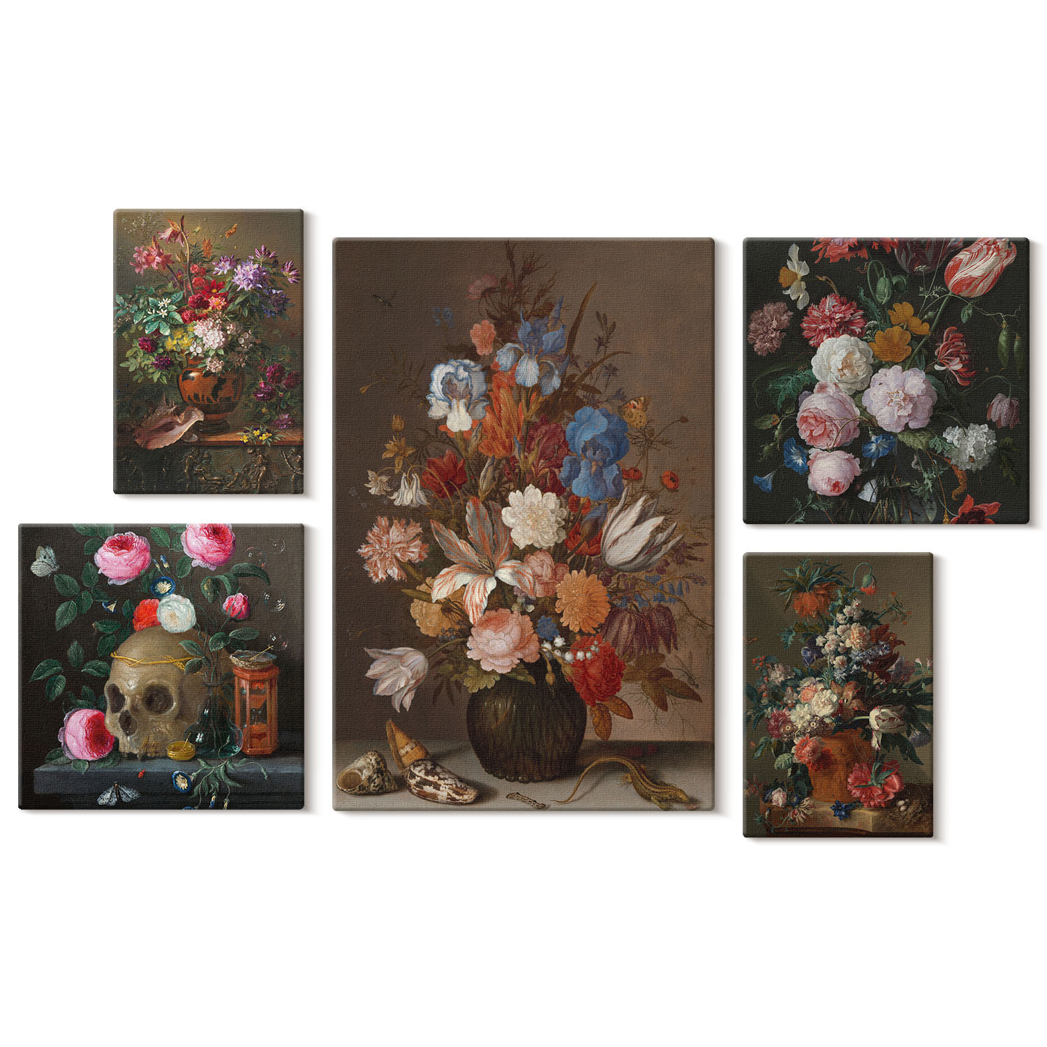 Obraz canvas 5 części Kwiaty klasyczne|20x30, 30x30, 40x60|Wallfluent