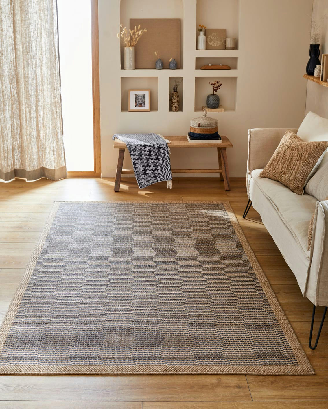 NATURE - Tapis polypropylène aspect jute noir - 200x290 cm