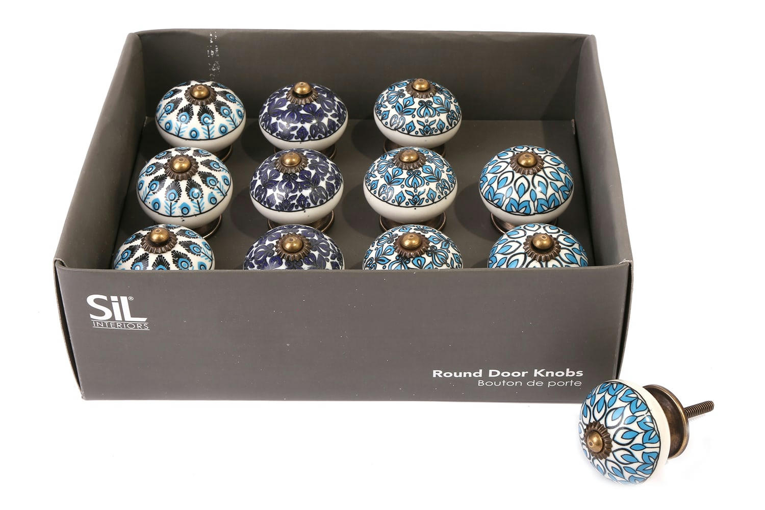 - Bouton de meuble en grès à motif paon modèle 2