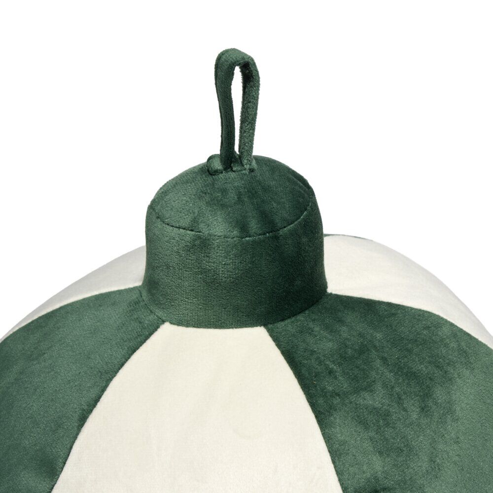 Coussin forme boule de No&euml;l Ø26XH35 cm rouge et beige