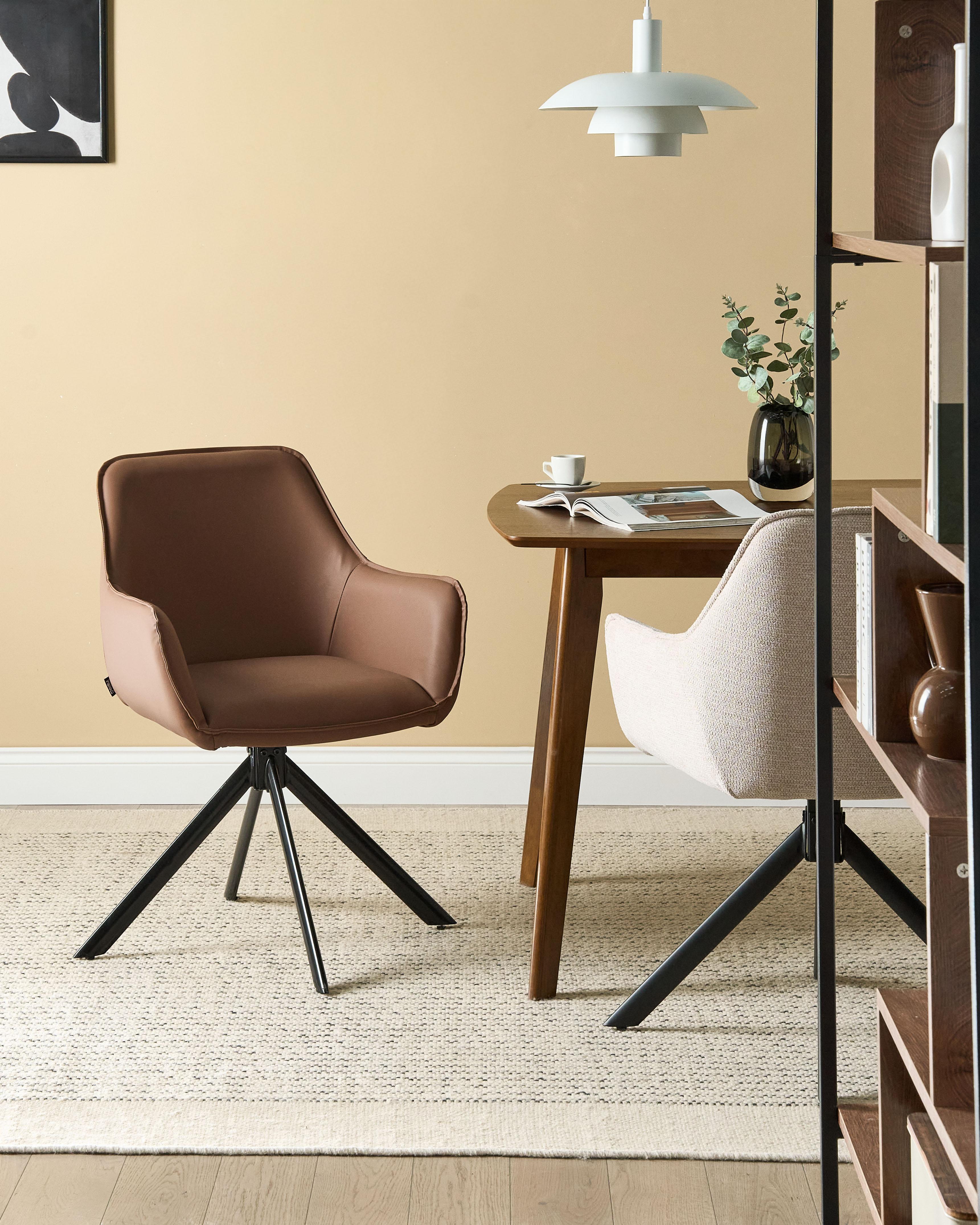 Dining Chair Swivel MORNAS Faux Leather Brown