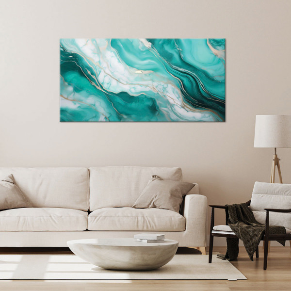 Feeby Obraz na płótnie, Turkusowy Marmur ze Złotem 120x60