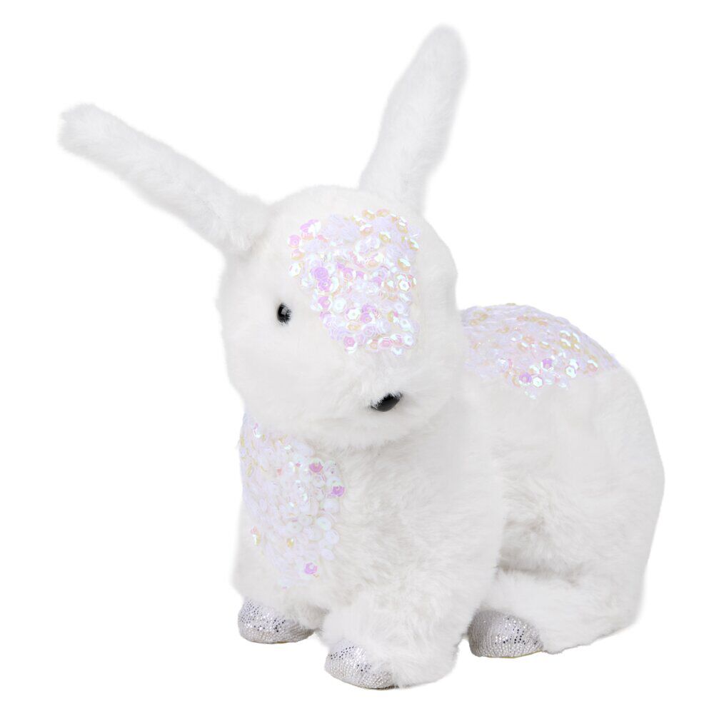 Animal de No&euml;l blanc brillant à poser H20cm (2 modèles)