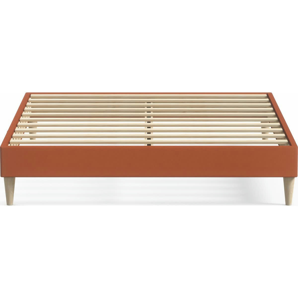 DINA - Lit adulte 160x200 cm en velours rouille