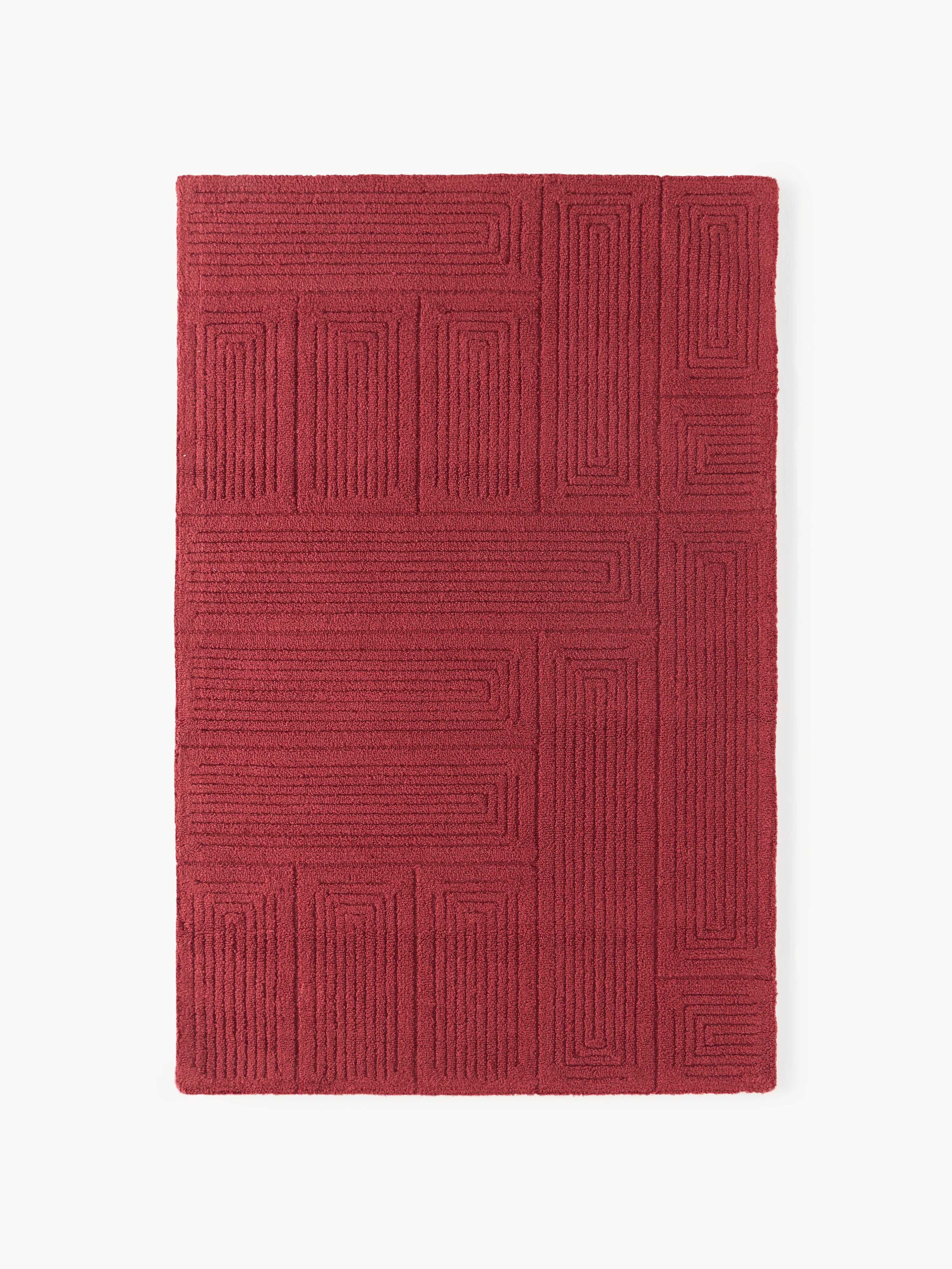 Handgetufteter Wollteppich Alexia mit geometrischem Muster