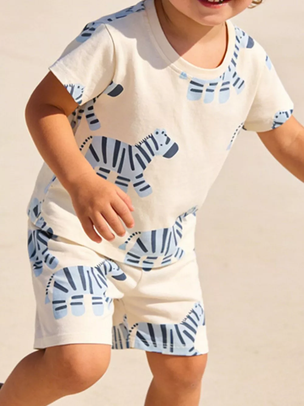 Children's Zebra Print Casual Tee and Shorts Set