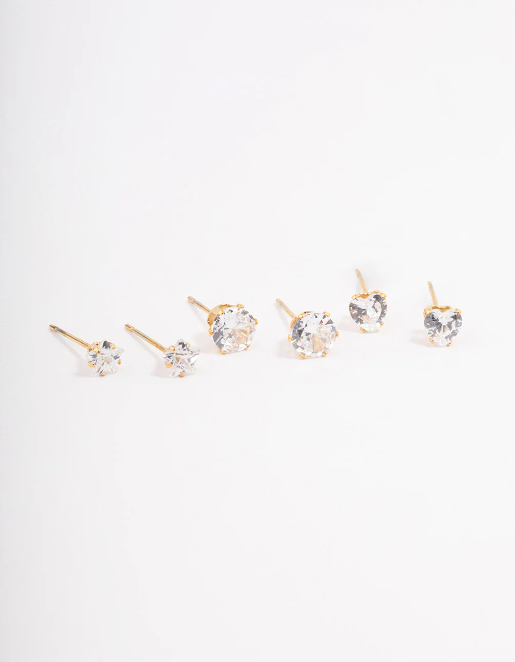 Waterproof Gold Plated Stainless Steel Star & Heart Stud Earrings Pack