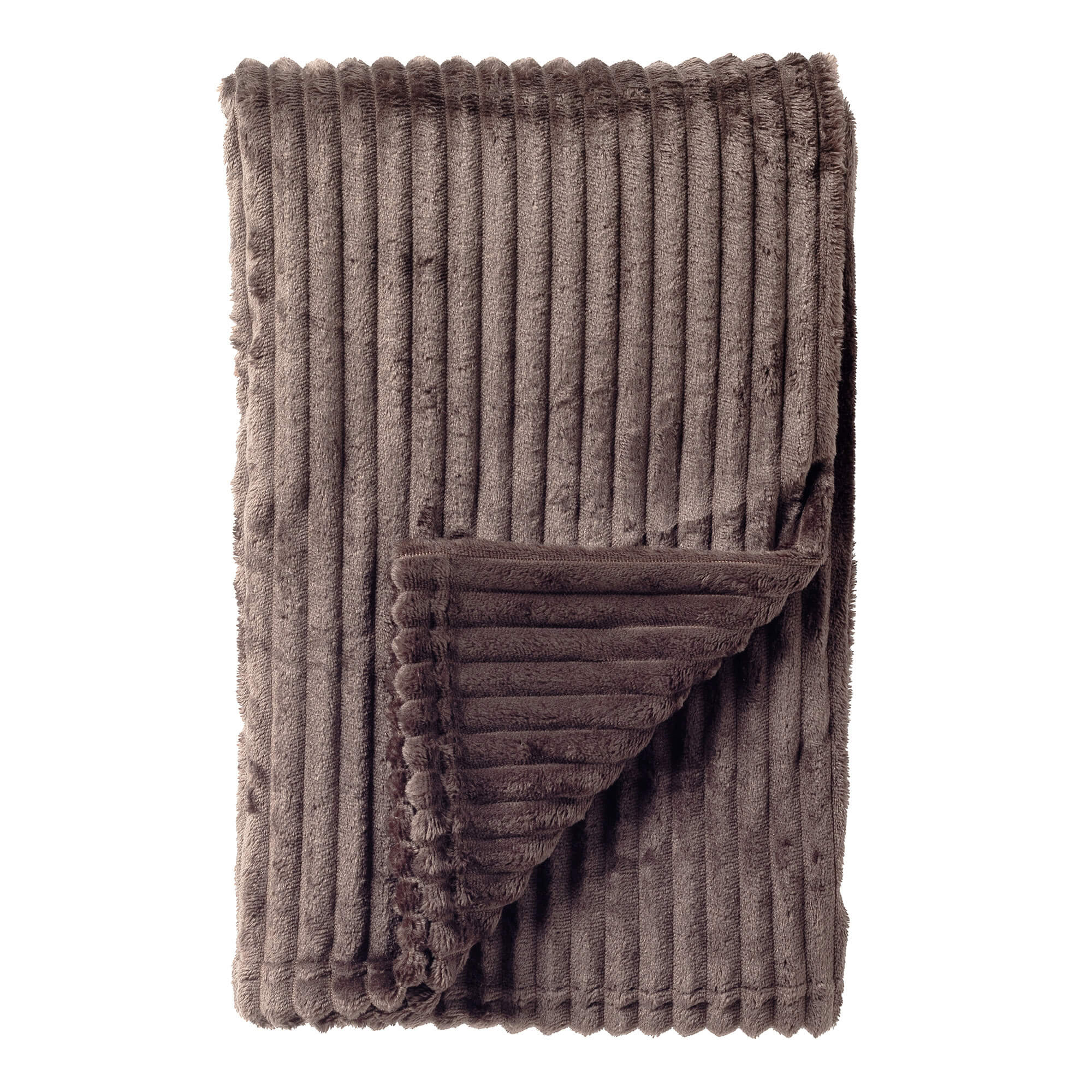 MARTHY - plaid 140x180 cm - ribfluweel - gerecycled - Driftwood - taupe
