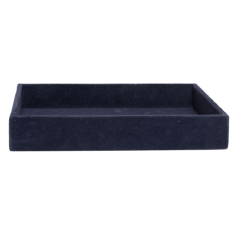 Plateau décoratif en velours bleu