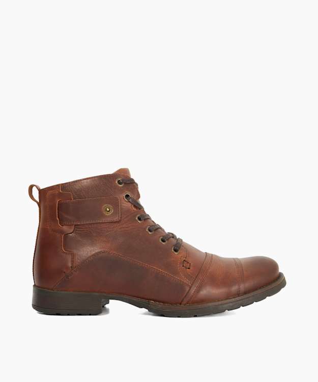 Simon Tan - Wide Fit Leather Lace Up Chukka Boots