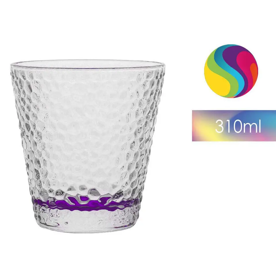 Vivalto Waterglazen/drinkglazen - 6x - kleurenmix - 310 ml - 9 cm