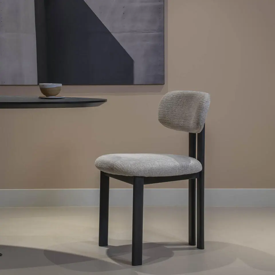 Eetkamerstoel Beige/Zwart - 51x53x81cm - Noor - Set van 2