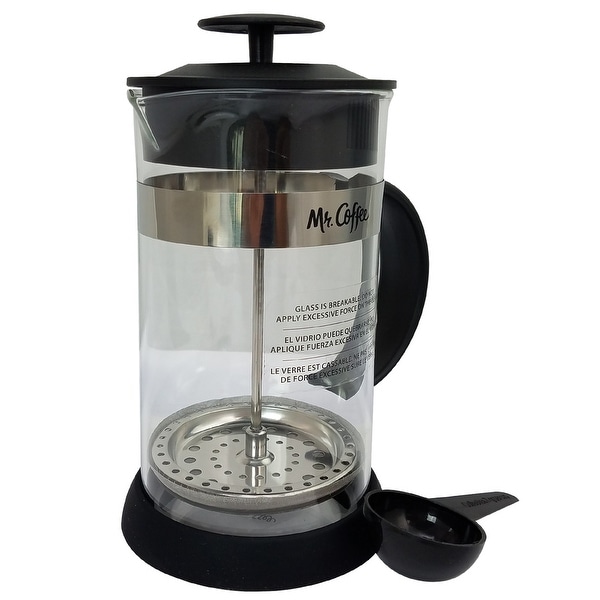 Mr. Coffee Cafe Oasis 32 Ounce Quart Glass Body French Press Coffee Maker