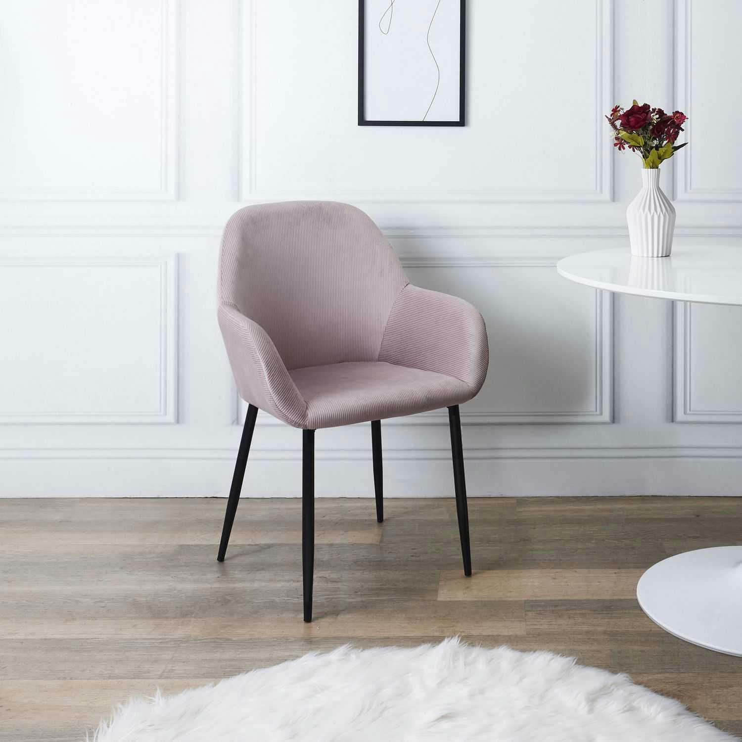 GIULIA - Lot de 2 fauteuils de table design velours rose