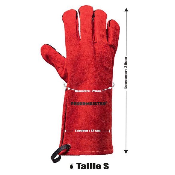 Gants haute résistance cuir Rouge Taille 8 (M) - Feuermeister