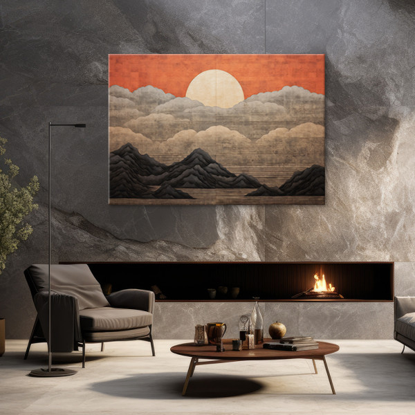 Feeby Obraz boho - Słońce chmury góry 60x40