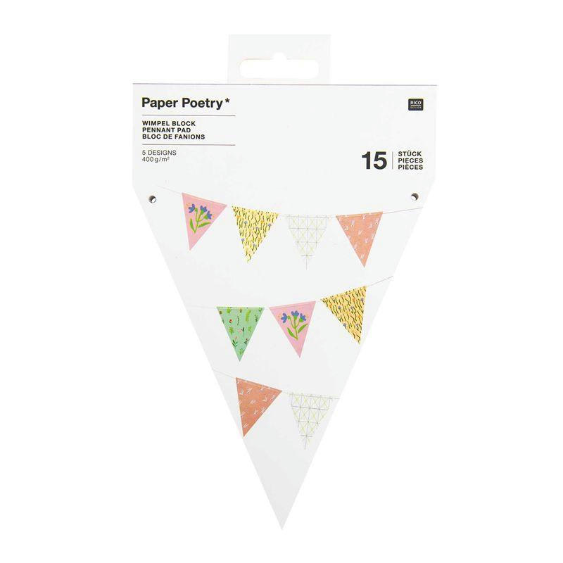 FLEURS - Guirlande 15 fanions fleurs