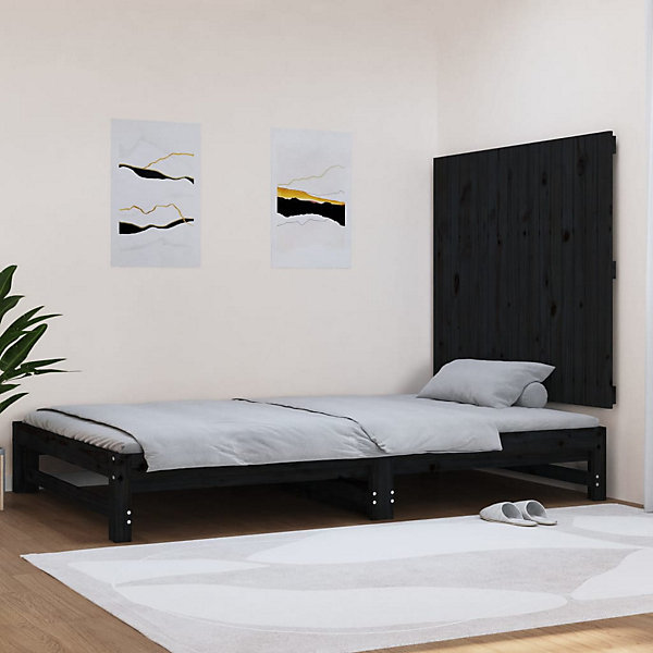 824877 vidaXL Tête de lit murale Noir 108x3x90 cm Bois massif de pin