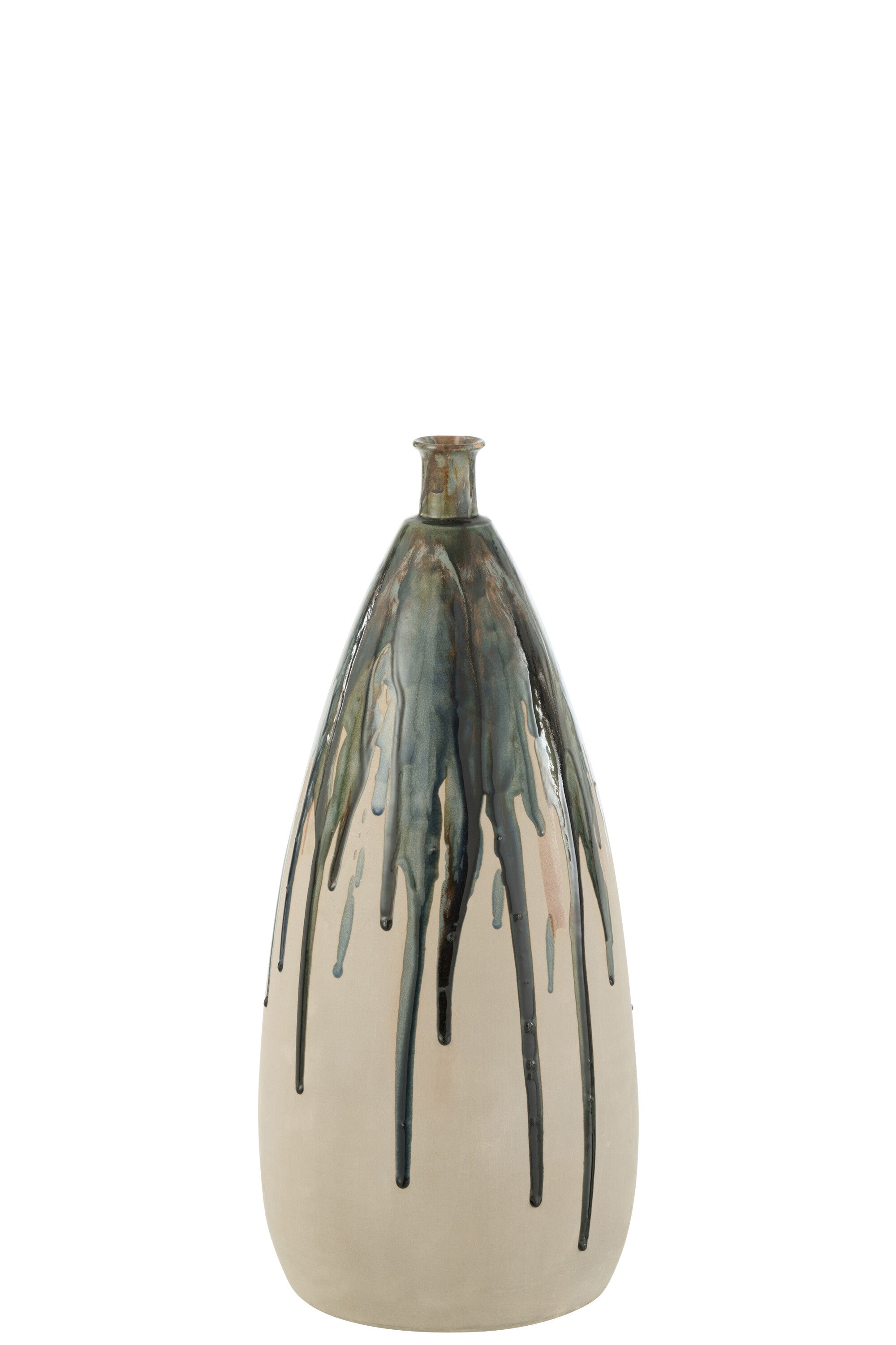 J-Line vaas Verf - keramiek - naturel/groen - small - 51 cm hoog