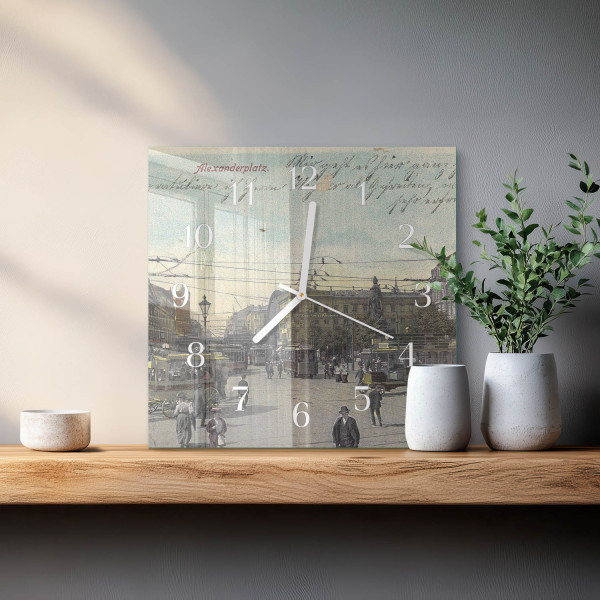Zegar loft 30x30 Pocztówka ozdobny ścienny