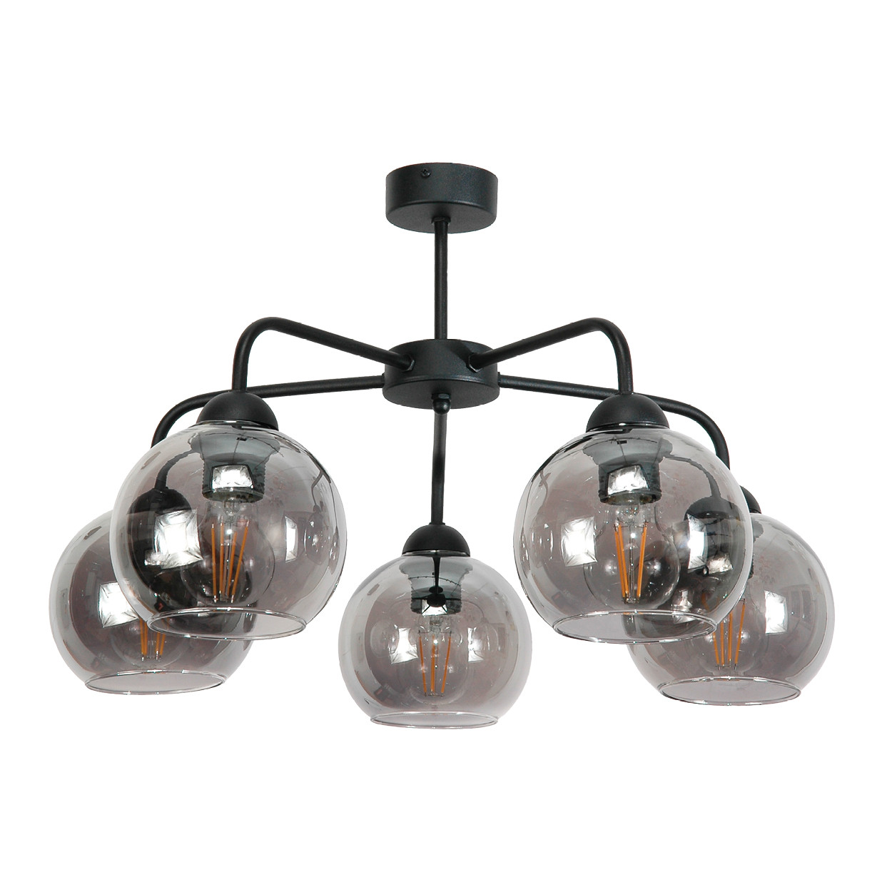 Lampa sufitowa EDYLIT czarna kule grafit klasyczna 5xE27 ROGER 13-780