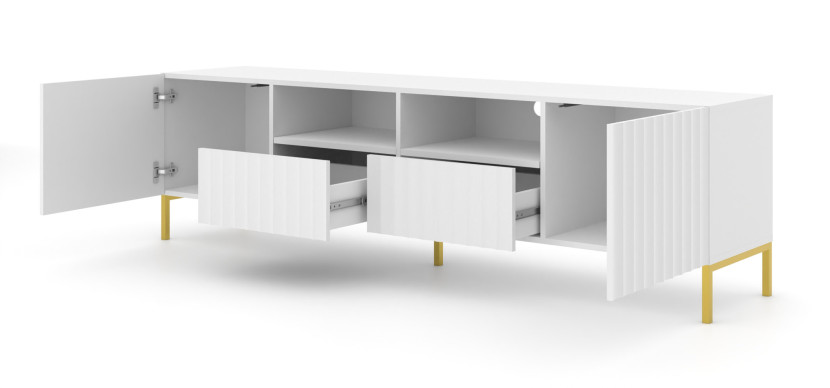 Szafka RTV WAVE 200 cm 2D2S frez biały mat