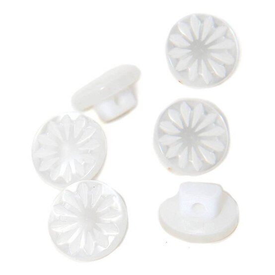 Hemline White Basic Cut Flower Button 6 Pack