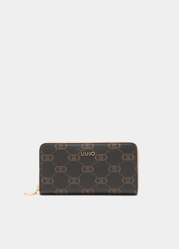 Portafoglio grande zip around con logo