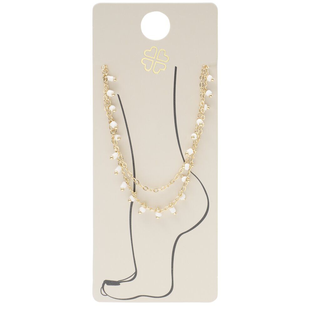 ChaÎne de cheville argenté fer et laiton avec perles pendantes