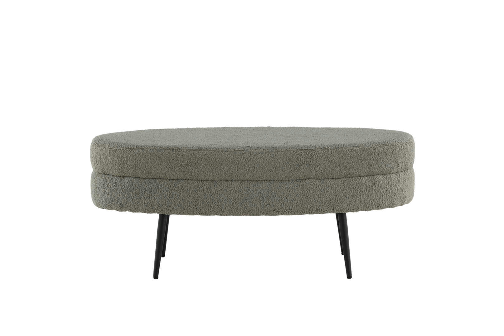 LOSTO - Banc contemporain forme ovale en tissu bouclé gris