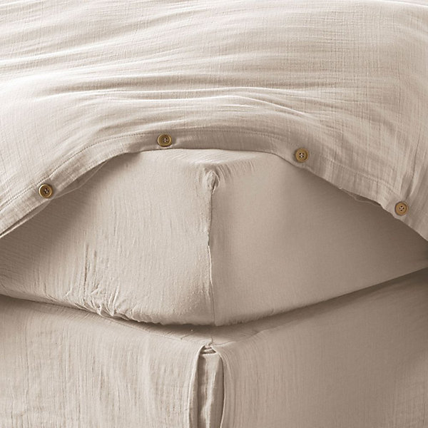 Drap housse 140x190 cm en gaze de coton naturel