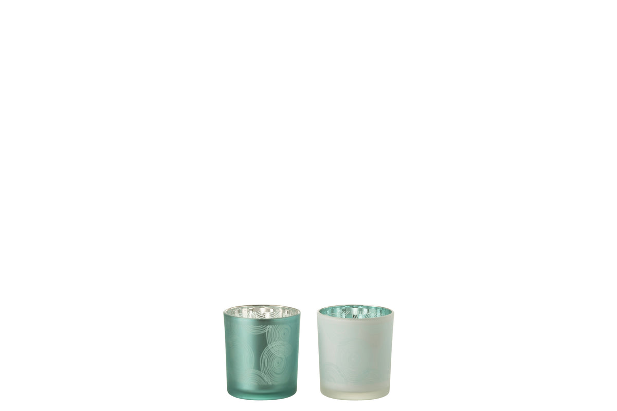 J-Line windlicht Spiralen - glas - mix - small - 2 stuks