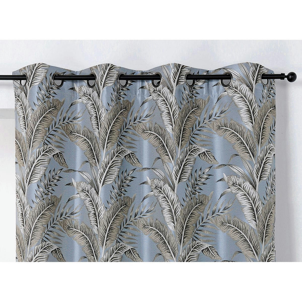 - Rideau tendance aux impressions exotiques polyester bleu 135x245 cm