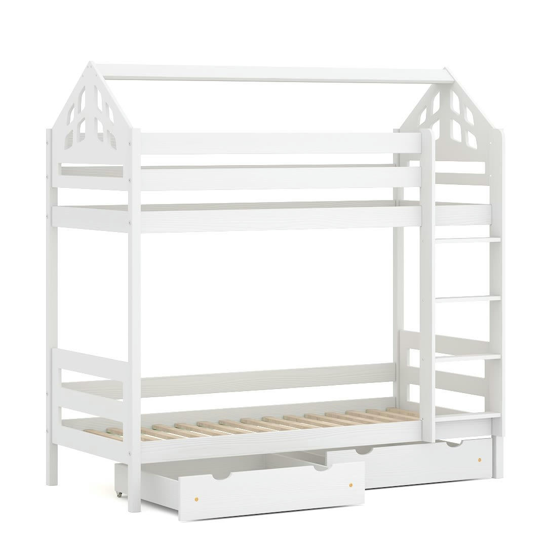 - Lit superposé en pin massif 200x90 blanc