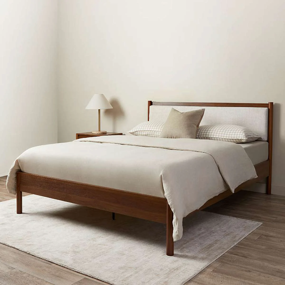 Blair Queen Bed Walnut and Bamboo Queen Mattress Bundle