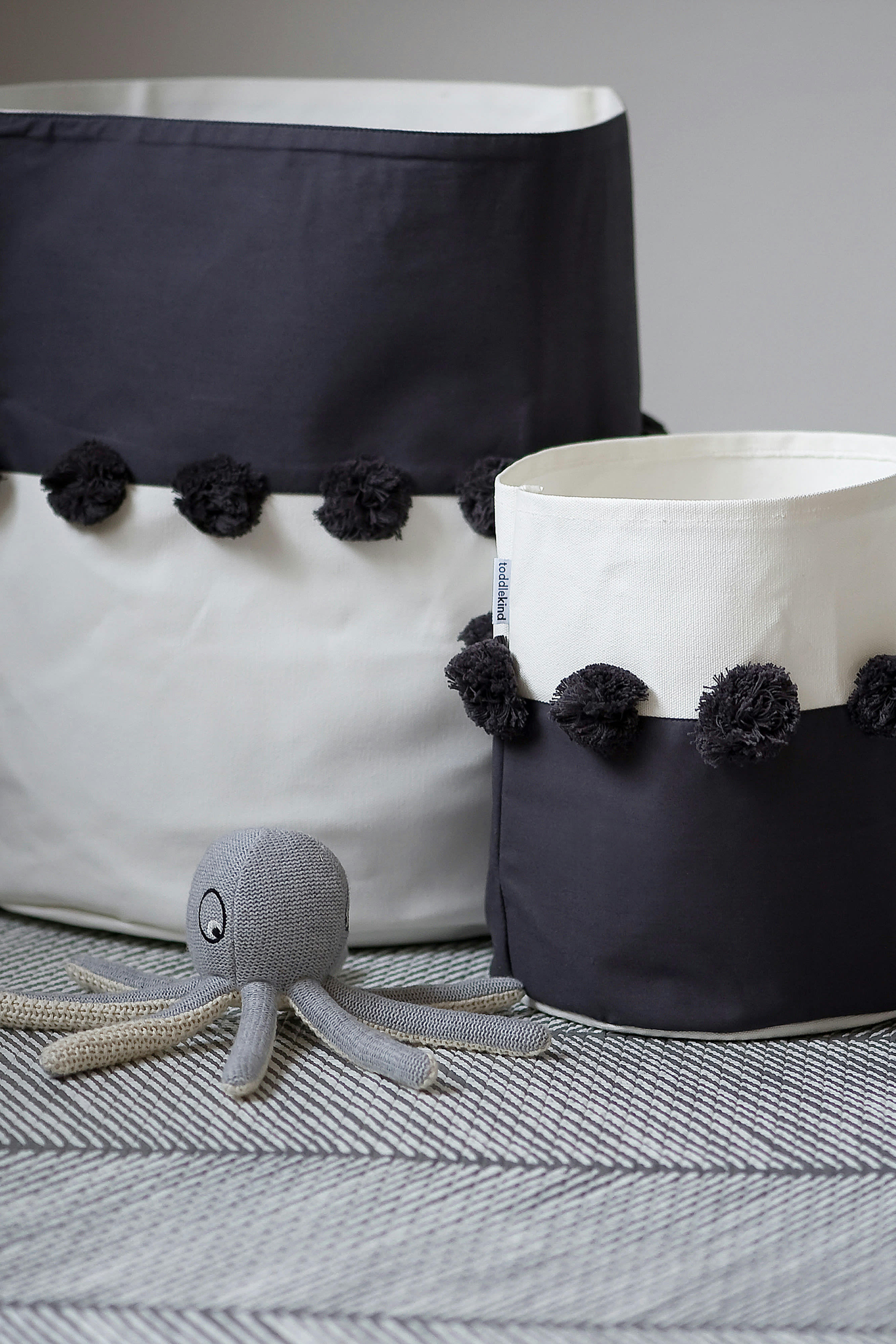 - Paniers de rangement en coton 100 % noir 37x40cm