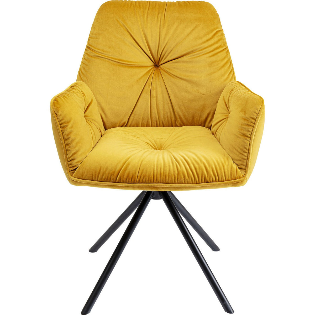 Kare Design Draaistoel met armleuningen Mila geel fluweel