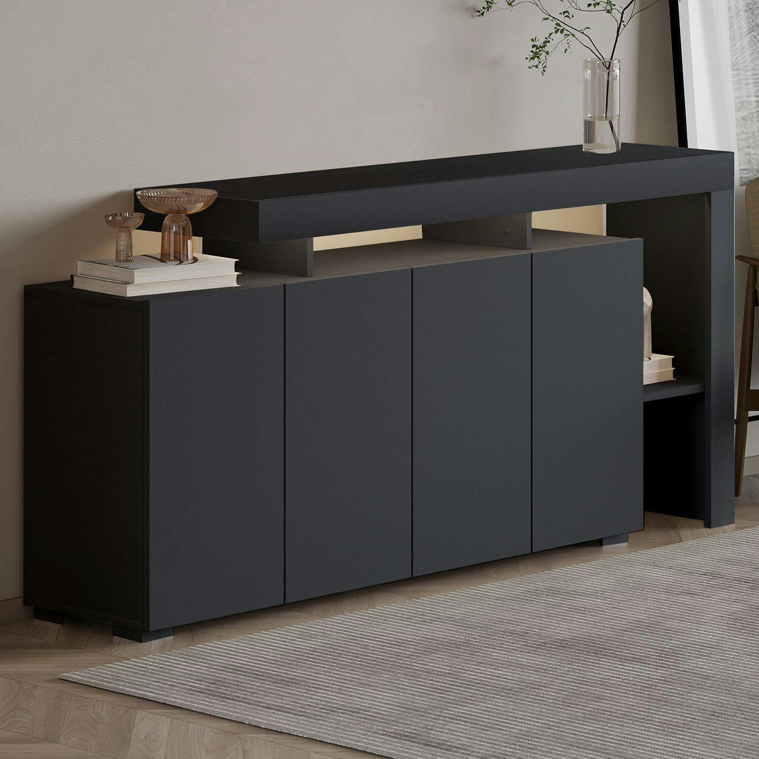 Buffet 4 portes anthracite à cadre ouvert AURA