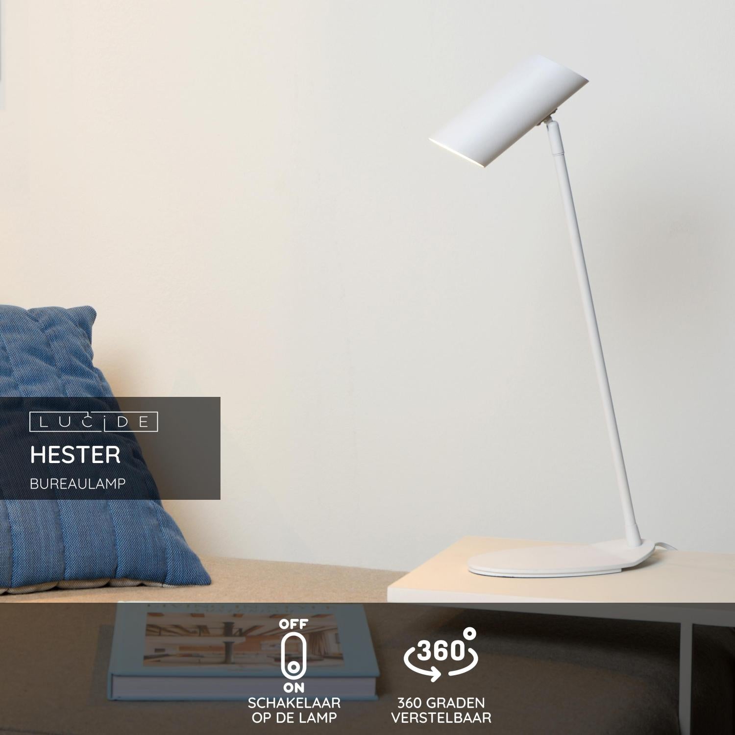 Lucide HESTER Bureaulamp - Wit
