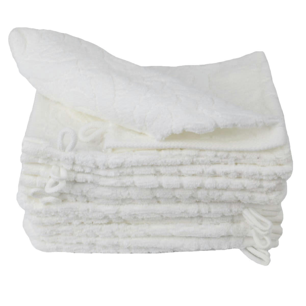 IRIS - Lot de 12 gants de toilette en coton blanc