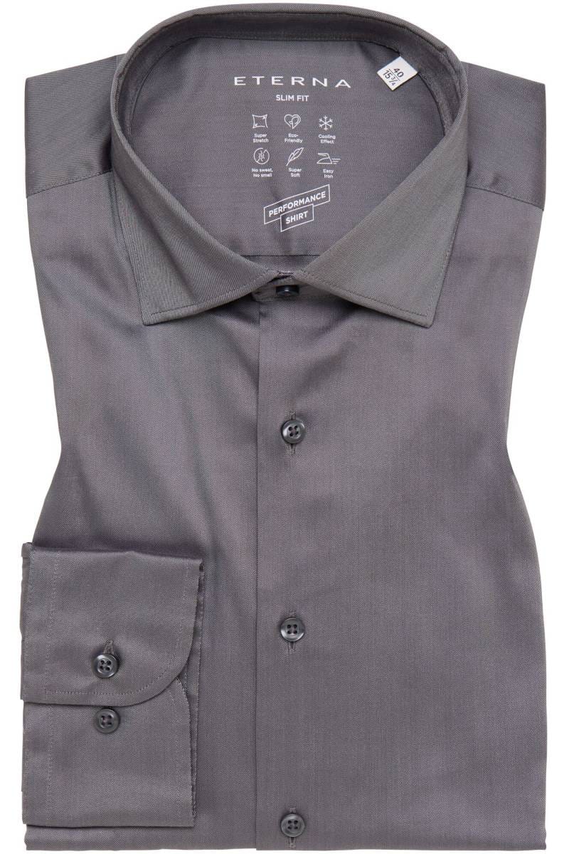ETERNA Performance Slim Fit Tencel Hemd silbergrau, Einfarbig