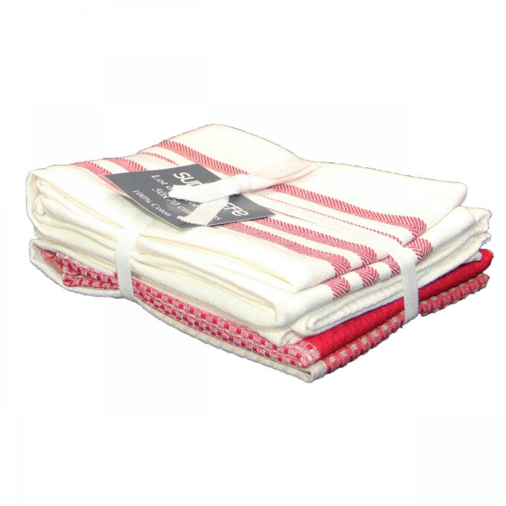 CUISINE - Torchon cuisine 50x70cm  en tissu  rouge